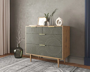 купить красивый Комод с четыремя ящиками "Line" R22/browngrey в интернет-магазине