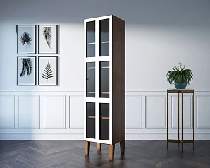 купить стильные Шкаф одностворчатый "Andersen" с рифлеными стеклами арт AN13WH