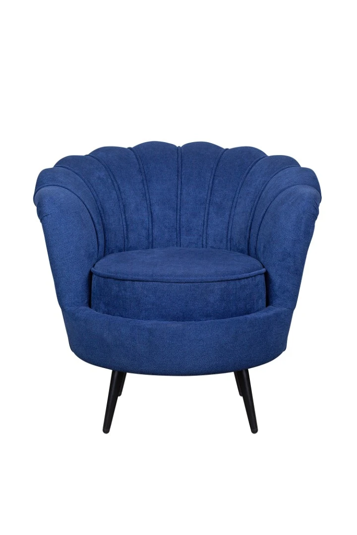 купить стильное Низкое кресло ракушка Pearl синий на черных ножках