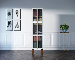 купить стильные Шкаф одностворчатый "Andersen" с рифлеными стеклами арт AN13WH