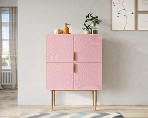 Малый комод с четырьмя дверками на высоких ножках "Line" LN13/GR1/pink на заказ
