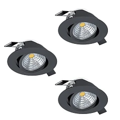 купить 900747 Комплект встраиваемых светильников диммируемых SALICETO, 3X6W (LED), 2700K, ?88, алюминий, черный в интернет-магазине
