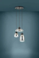 фото 390299 Люстра диммируемая SARNARRA, 3X5,4W (LED), 2700K, 1530lm, ?465, сталь, черный/стекло, черный полупрозрачный