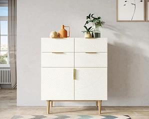 Большой комод с четырьмя ящиками и дверками "Line" LN17/GR1/beige в интерьере
