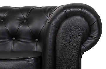 фото Диван из черной кожи Chesterfield Black Leather 2S