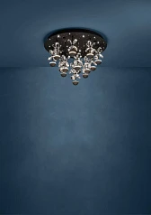 390275 Люстра диммируемая PIANOPOLI 2, 15X1,8W (LED), 3000K, 3600lm, ?500, сталь, черный/переливающееся стекло, прозрачный