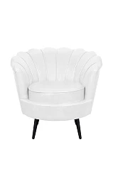 красивое Низкое кресло ракушка Pearl White на черных ножках