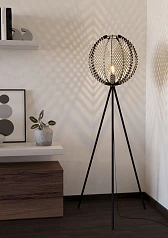 фото 44009 Торшер WAVERTON, 1х40W (E27), H1430, ?400, сталь черный / текстиль, дерево, белый, черный