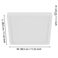 фото 900592 Накладной светильник диммируемый FUEVA 5, 20,5W (LED), 3000K, L285, B285, H28, сталь, белый / пластик, белый