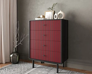 красивые Комод вертикальный с четырьмя ящиками "Emerson" арт EM18/red/L на заказ