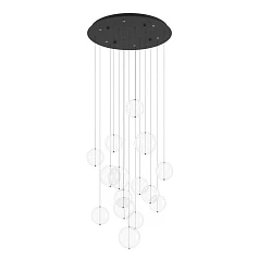 купить стильные 390333 Люстра диммируемая ESPARDELLO, 6X5,4W (LED), 3000K, 3060lm, ?580, сталь, черный/стекло, прозрачный