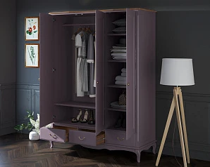 Шкаф Leontina Lavanda для одежды трехстворчатый с ящиками арт ST9327KR/3L на заказ