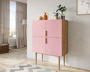 Малый комод с четырьмя дверками на высоких ножках "Line" LN13/GR1/pink на заказ
