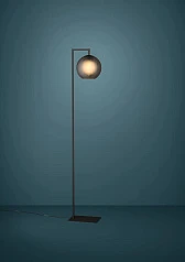 купить 390254 Торшер с ножным выключателем ARANGONA, 1X40W (E27), H1715, сталь, черный/матовое стекло, серый