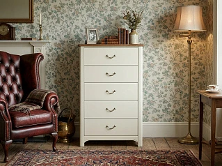 Бежевый комод "Оливия (Olivia)" высокий на 5 ящиков арт GA3005C в интернет-магазине