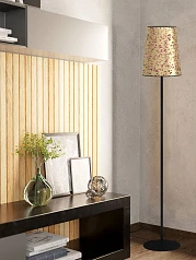 заказать стильные 390295 Торшер с ножным выключателем CASTUERA, 1X25W (E27), H1725, сталь, черный / бумага с розовыми