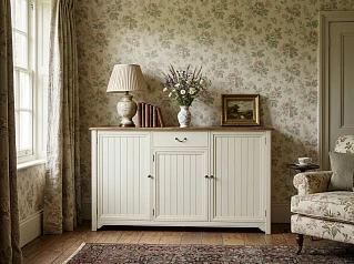 фото Бежевый комод "Оливия (Olivia)" 3 двери/1 ящик арт GA5005B