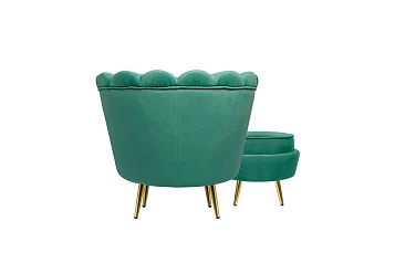 Кресло с пуфом ракушка Pearl Green V2