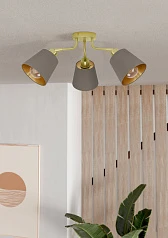 купить стильные 31534 Люстра потолочная MASERLO, 3X60(Е27), металл, кремово-золотой/текстиль, капучино в интернет-магазине