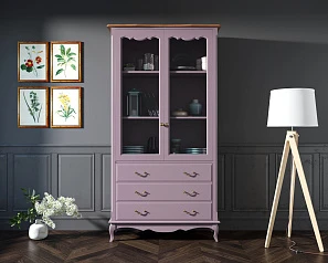 купить стильные Шкаф "Leontina Lavanda" для посуды высокий 3 ящика арт ST9355/3L в интернет-магазине
