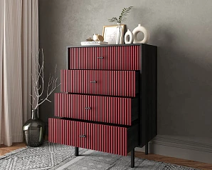 красивые Комод вертикальный с четырьмя ящиками "Emerson" арт EM18/red/L на заказ