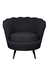 красивое Низкое кресло ракушка Pearl Black Boucle на черных ножках