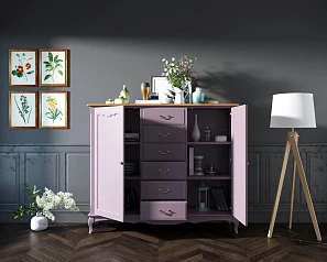 фото Комод Leontina Lavanda с шестью ящиками и дверками арт ST9350L