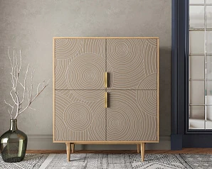 Большой комод с четырьмя дверками "Line" R19/beige в интерьере