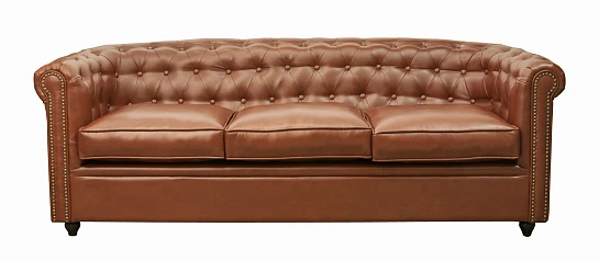 Трехместный диван кожаный лофт Karo brown 3S коричневый