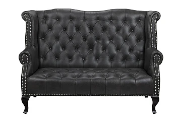 фото Кожаный дизайнерский диван лофт Royal Sofa Black в интерьере