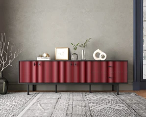 заказать Комод с четырьмя дверками и двумя ящиками "Emerson" арт EM04/red/L в интернет-магазине
