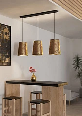 390293 Люстра CASTUERA, 3X25W (E27), L1310, B300, H1500, сталь, черный/бумага декорированная розовыми лепестками, золотой, розовый на заказ