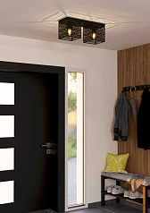 купить 900356 Потолочный светильник PIEDRITAS, 2x40W, E27, L515, B180, H205, сталь, черный