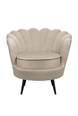 купить стильное Низкое кресло ракушка Pearl Taupe на черных ножках в интернет-магазине