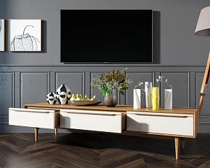 стильные Консоль под TV "Bruni white" с ящиками арт BR-21WH