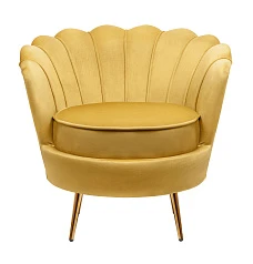 Низкое кресло ракушка Pearl Yellow в интерьере