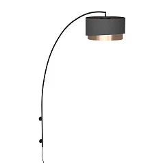 красивые 390406 Торшер с сенсорным выключателем MANDERLINE, 1X40W (E27), H1890, сталь, чёрный/текстиль, чёрный, латунь