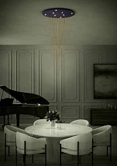 купить красивые 390355 Люстра диммируемая TREPUCO, 8X5,4W (LED), 3000K, 4080lm, ?780, сталь, черный/сталь, латунь