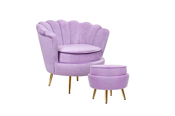 заказать Кресло с пуфом ракушка Pearl Purple