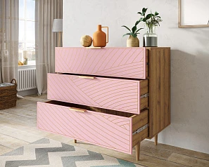 красивые Комод с тремя ящиками "Line" LN12/GR1/pink в интернет-магазине