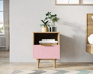 Тумбочка с нижним ящиком "Line" LN09/GR1/pink на заказ в интернет-магазине