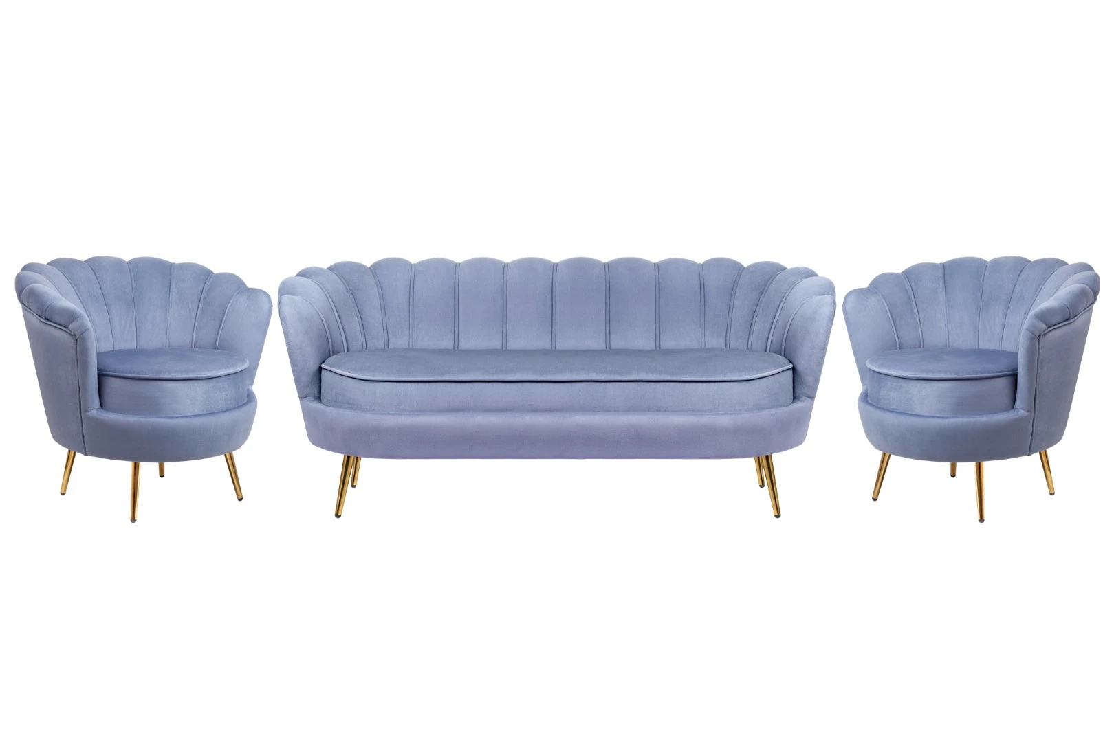 Комплект кресел и дивана ракушка Pearl Triple Blue в интерьере