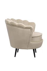 Низкое кресло ракушка Pearl Taupe на черных ножках