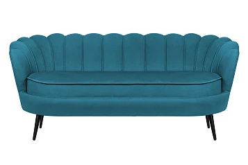 стильные Диван для гостиниц Pearl Triple Marine Velvet на черных ножках