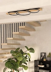 901717 Светодиодный потолочный светильник BOYAL, 3х12W(LED), 5100lm, сталь, дерево, черн., коричн, пластик, белый