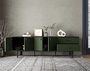 фото Комод с четырьмя дверками и двумя ящиками "Emerson" арт EM04/green/L в интерьере