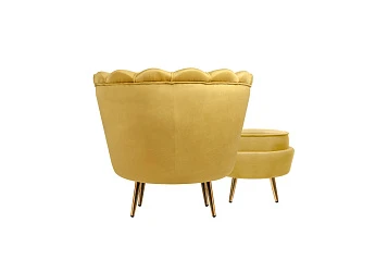 Кресло с пуфом ракушка Pearl Yellow
