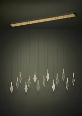 390362 Люстра диммируемая MIRADOR, 14X3,3W (LED), 3000K, 4760lm, L1400, B120, H2200, сталь, латунь, золотой/пластик, прозрачный на заказ