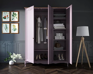 Шкаф Leontina Lavanda для одежды трехстворчатый арт ST9327/3L в интерьере