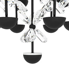 красивые 390277 Люстра диммируемая PIANOPOLI 2, 15X1,8W (LED), 3000K, 3600lm, ?500, сталь, черный/переливающееся стекло, прозрачный в интернет-магазине